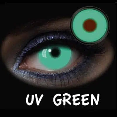 Farbige und fantasievolle Halloween-Kontaktlinsen in UV-Grün