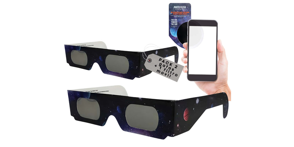 Pack 2 gafas eclipse solar homologadas iso 12312-2 CE
