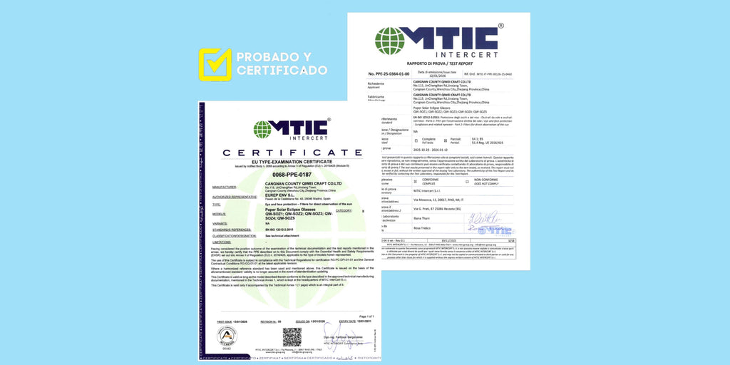 Pack 2 gafas eclipse solar homologadas iso 12312-2 CE