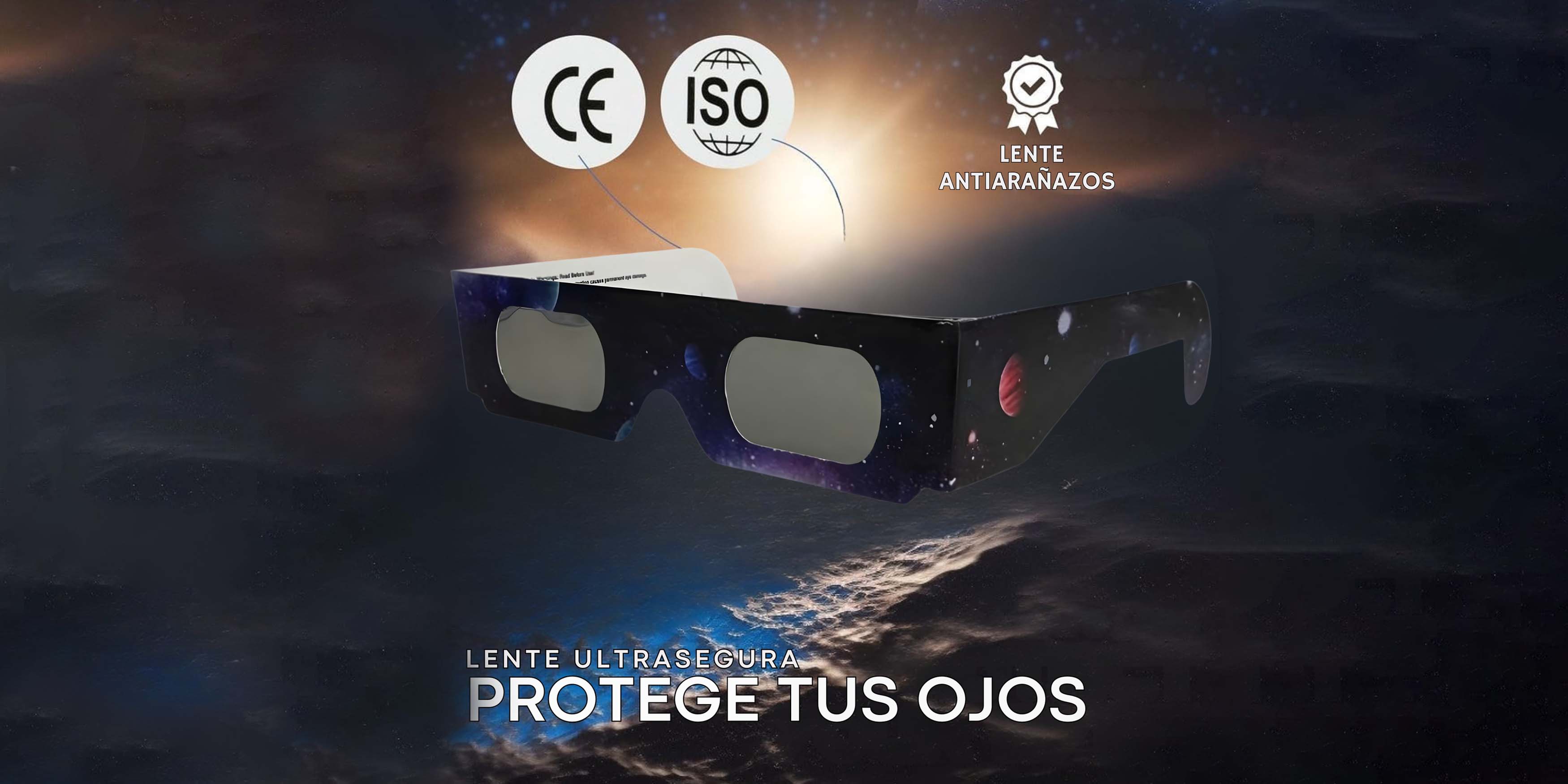 Pack 2 gafas eclipse solar homologadas iso 12312-2 CE