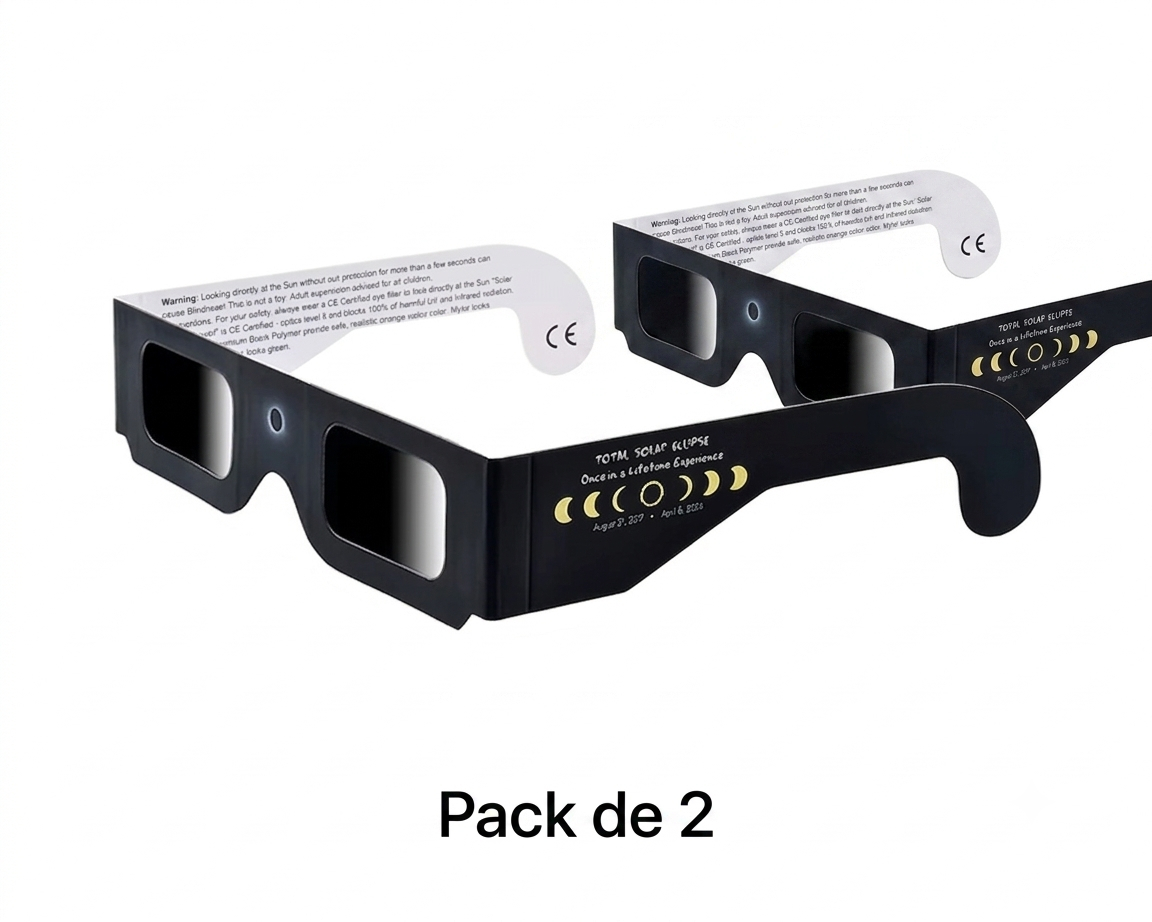 Gafas eclipse solar homologadas ISO 12312-2 · CE