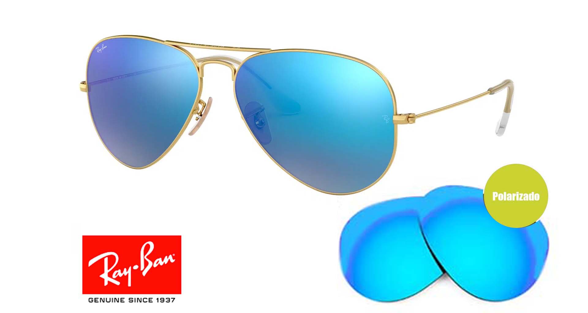 Lenti da aviatore originali Ray Ban 3025