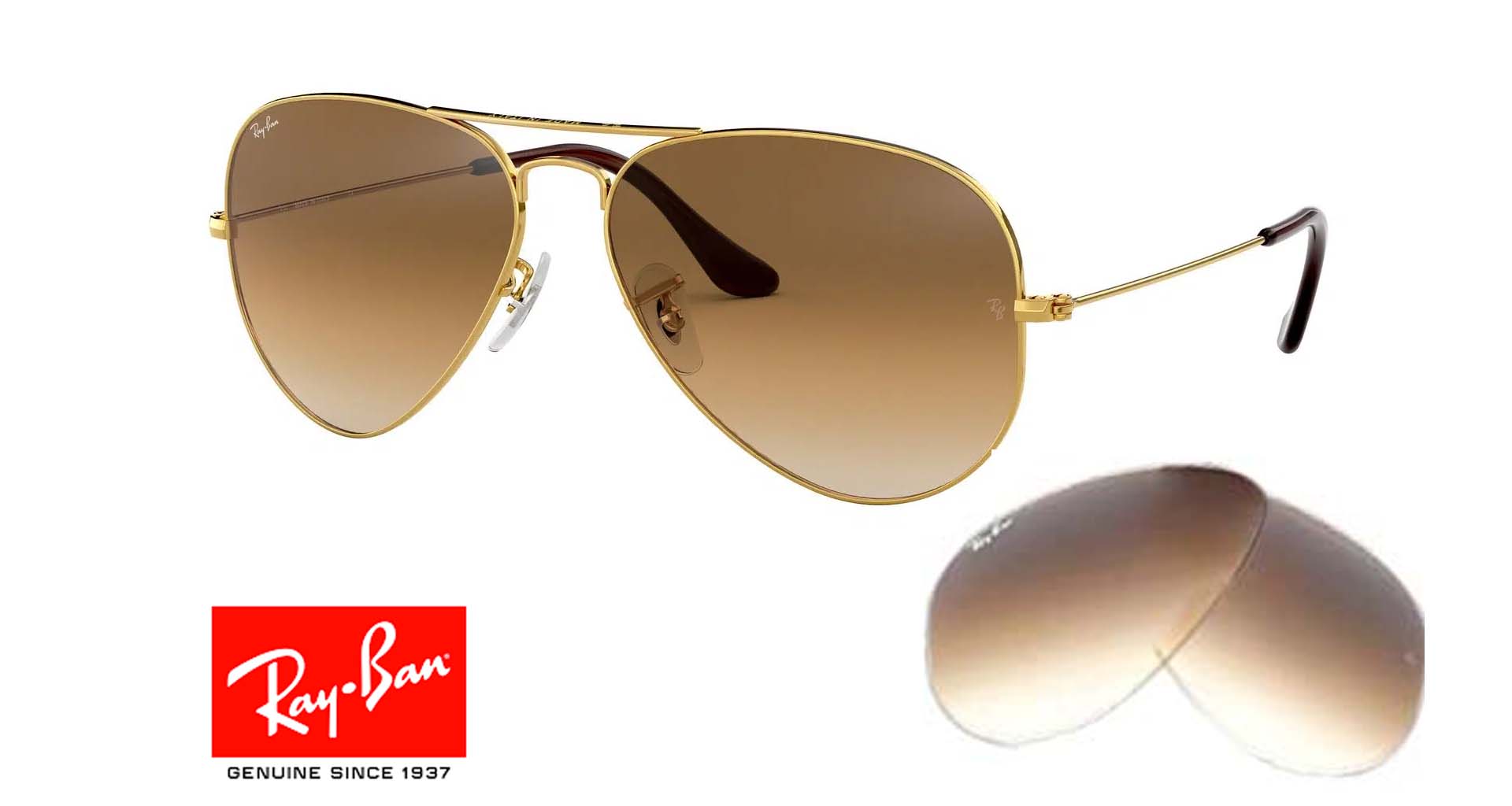 Lenti da aviatore originali Ray Ban 3025