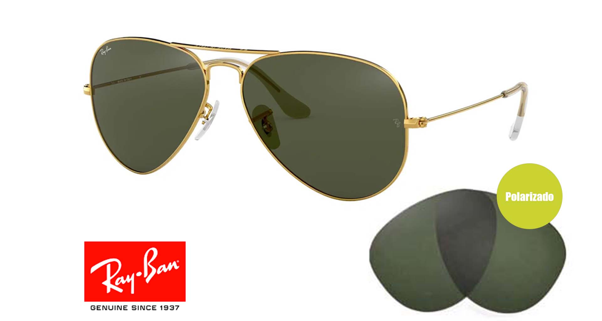 Lenti da aviatore originali Ray Ban 3025