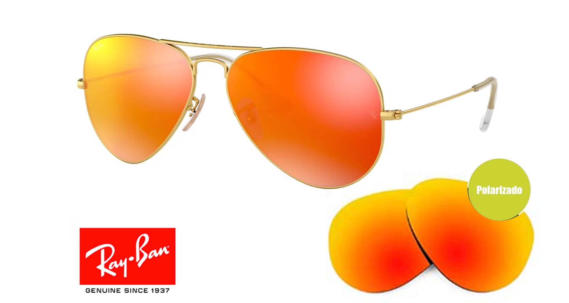 Lenti da aviatore originali Ray Ban 3025