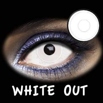 Colored and fantasy Halloween white out contact lenses